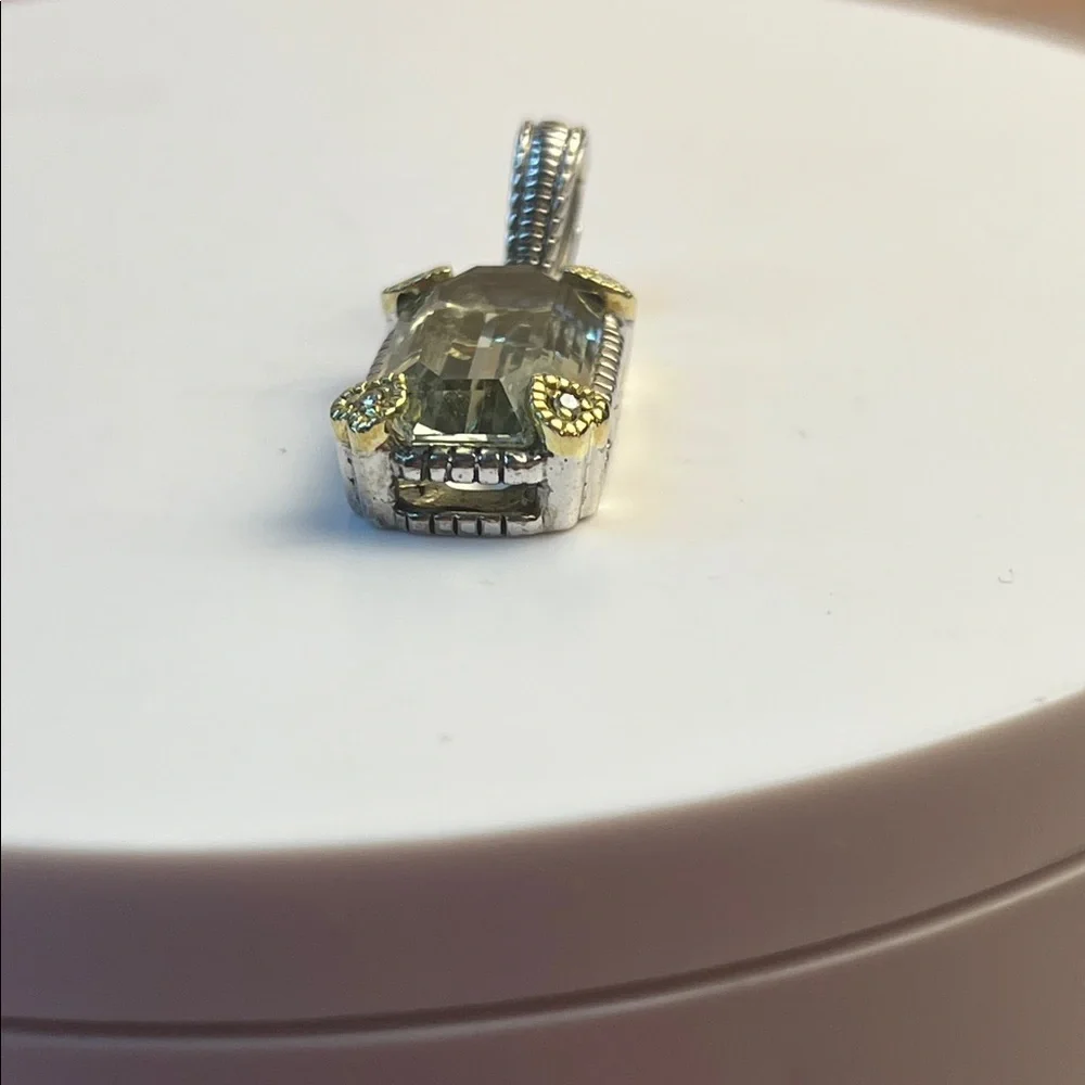 Judith Ripka JR TWO sterling silver and 18k gold and canary crystal pendant - Picture 5 of 14